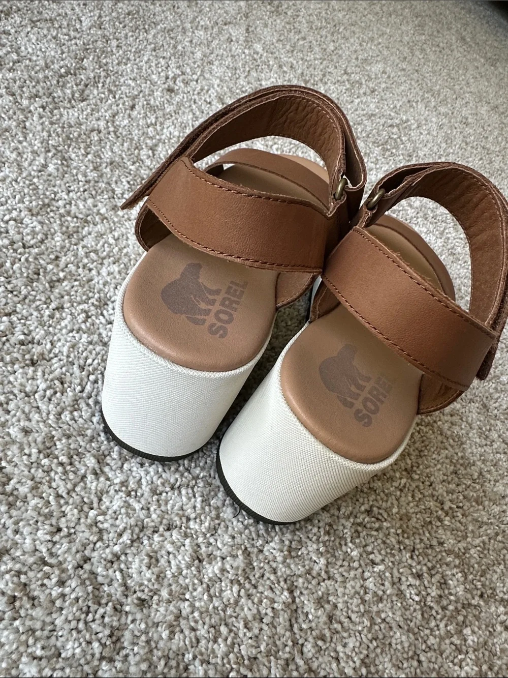Sorel Tan Leather Platform Wedge Sandals size 9 originally $130